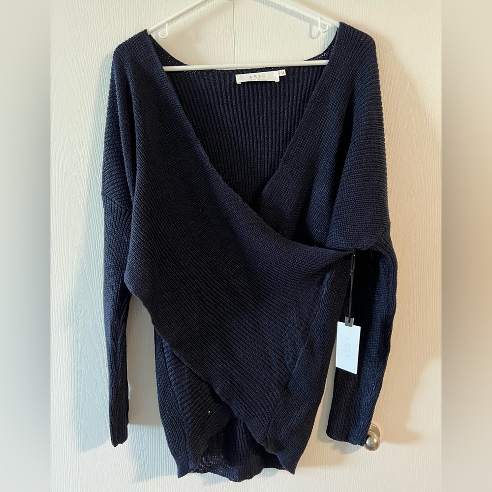 Astr Navy V-Neck Sweater